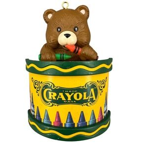 Vintage 1992 Crayola Christmas Ornament Binney & Smith Bear in Crayon‎ Tin